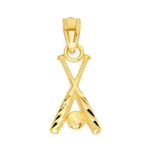 14k Real Solid Gold Sports Baseball Bat Pendant